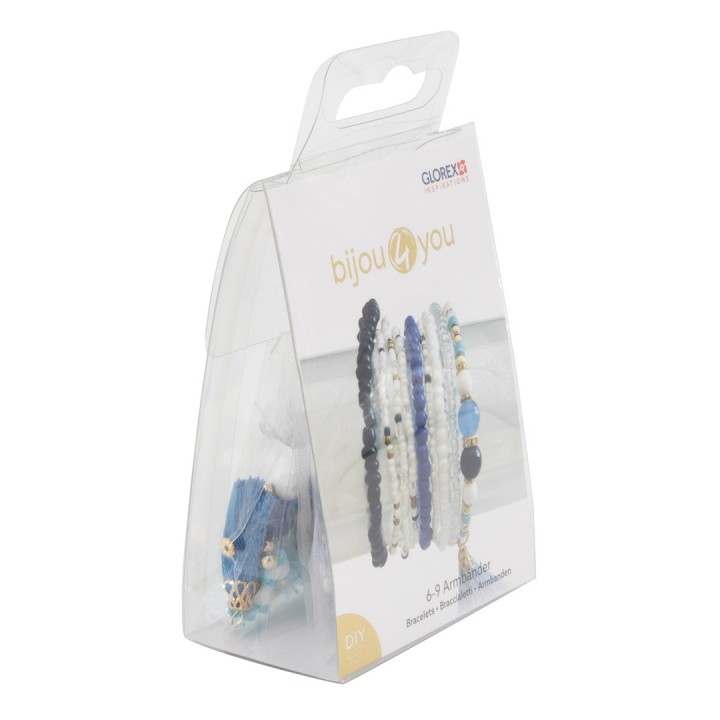 Kit DIY bracelet, blanc-bleu