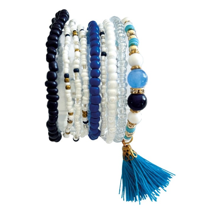 DIY Armband-Set, weiss-blau