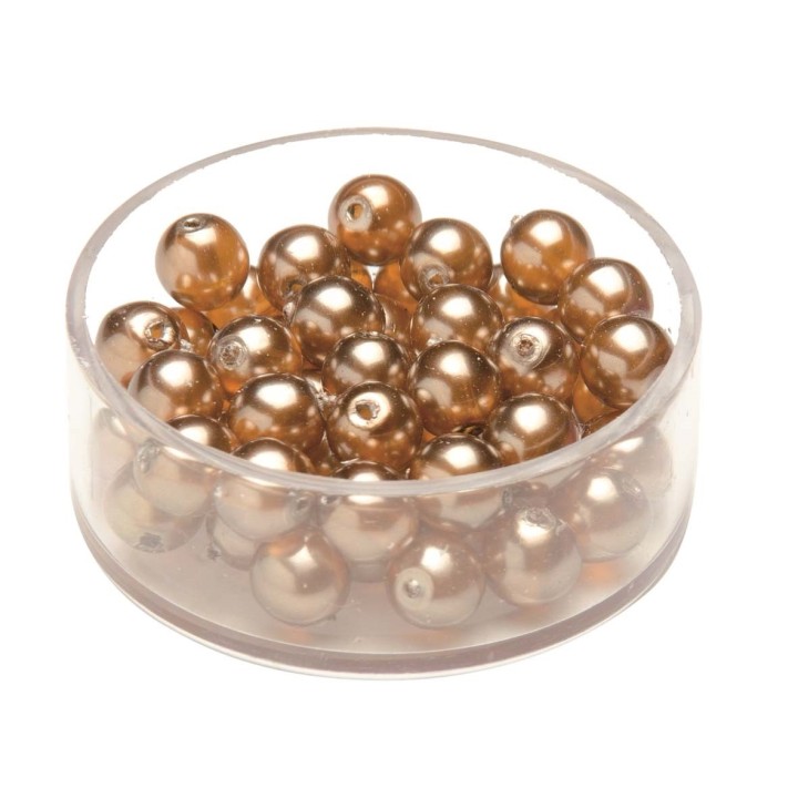 Perle en verre bohême 6mm cire brun clair 50pcs
