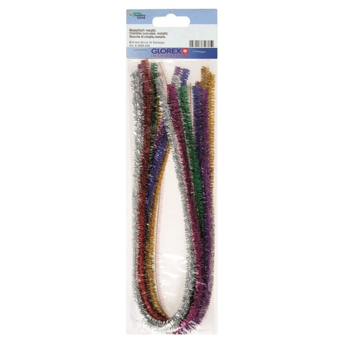 Chenille cure-pipe métallique 50cm, 10pcs couleurs assorties