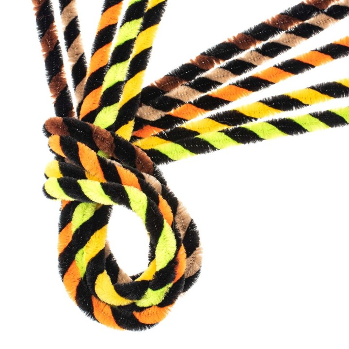 Chenilles, bicolore, twisted 10 pcs assortis