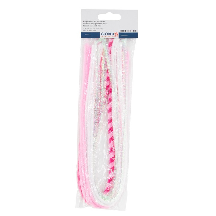 Biegeplüsch Mix 10St, 8mm,50cm Rosatöne