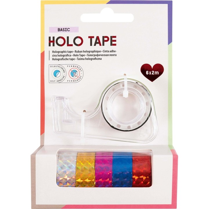 Film adhésif holographique 12mmx2m, 6rlx assortis