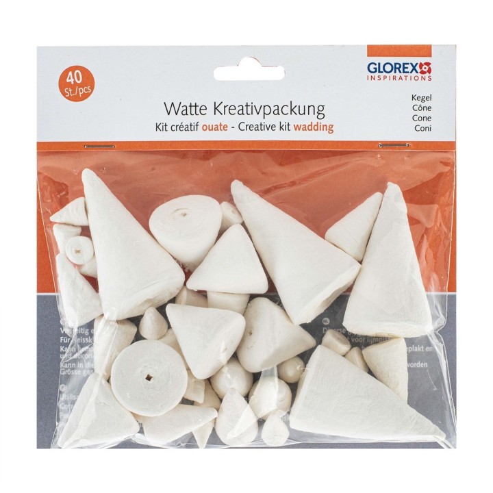 Watte Kreativpackung Kegel 40 Stück