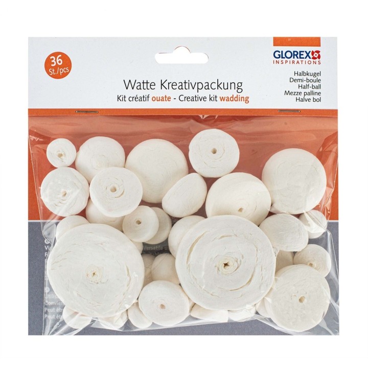Watte Kreativpackung Halbkugel 36 Stück