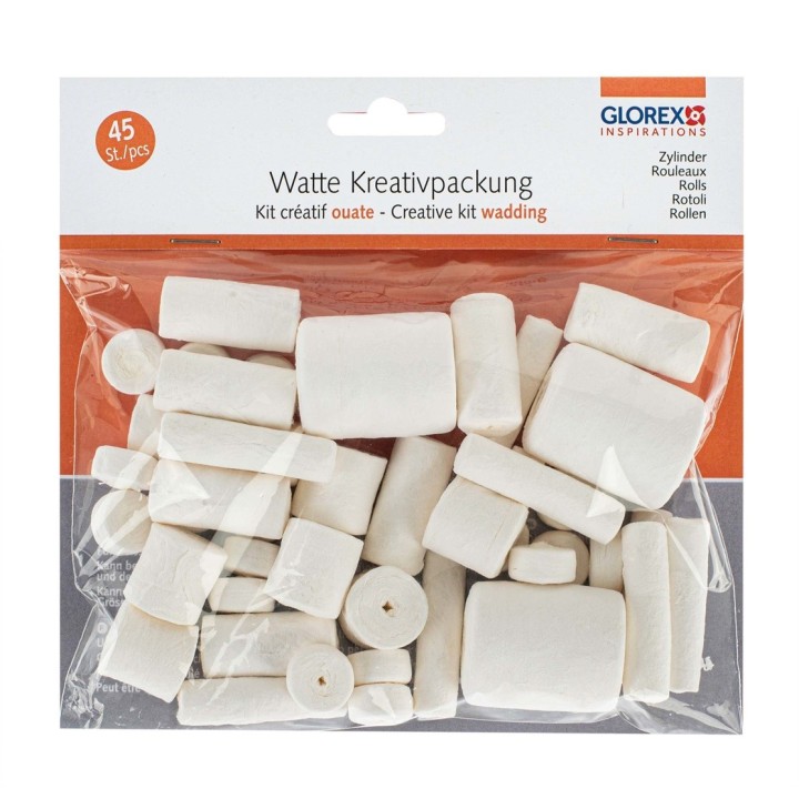 Watte Kreativpackung Zylinder 45 Stück