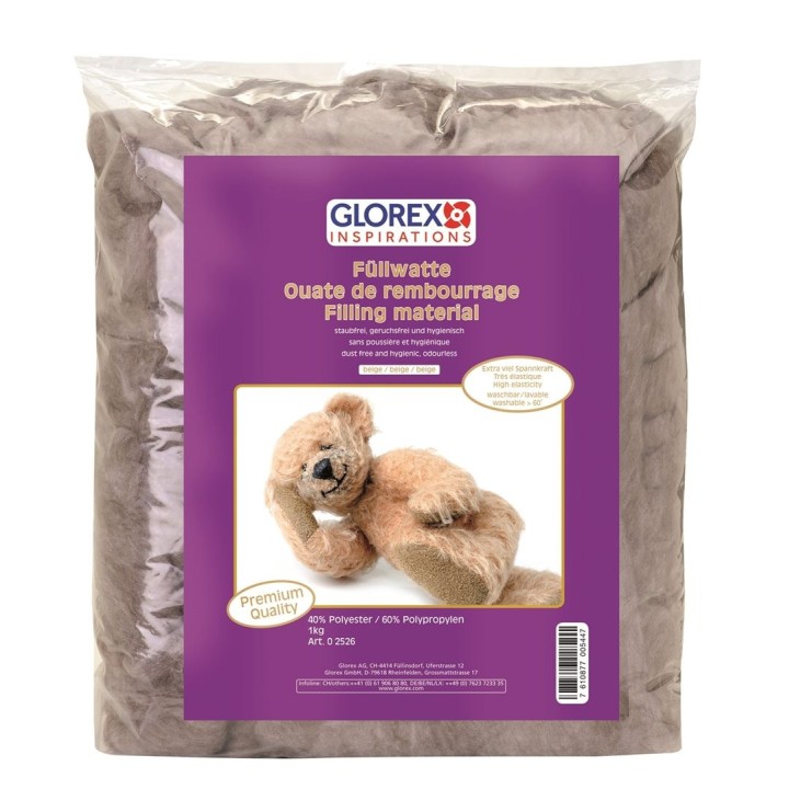 Ouate de rembourrage 1kg, brun/beige