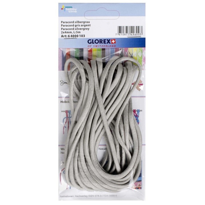 Paracord 2x4mm, 5m silbergrau