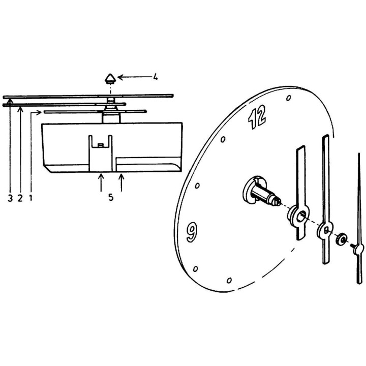 Quarz-clock mech. for clockfaces - 4 mmm