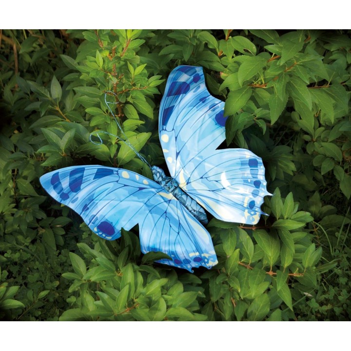 Schmetterling 3-fach sortiert 8cm blau Folie, mit Clip