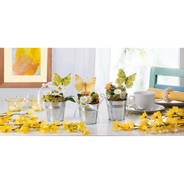 Schmetterling 3-fach sortiert 8cm gelb Folie, mit Clip
