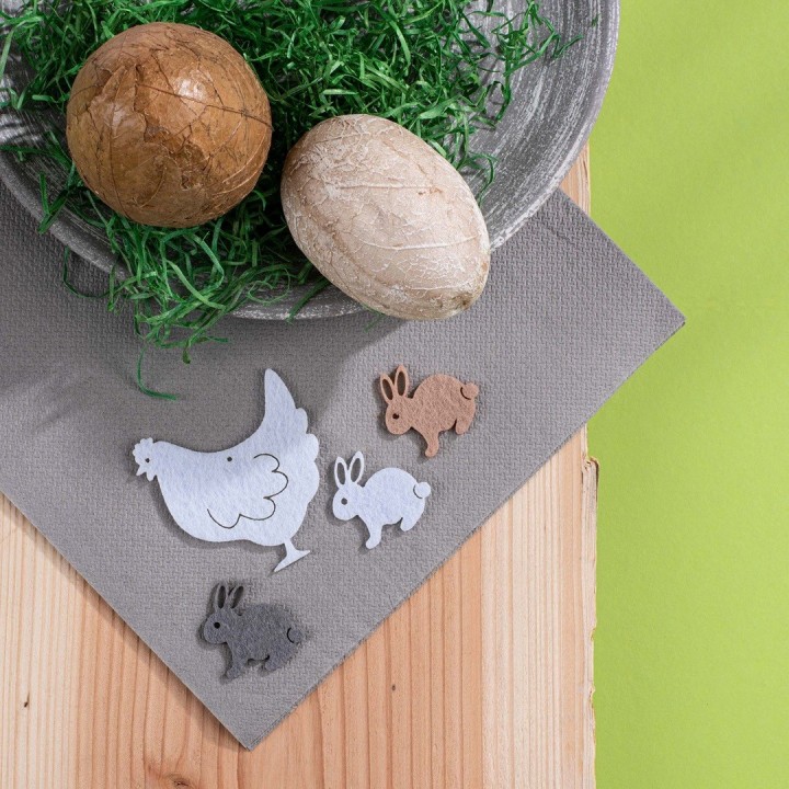 Filz-Hasen, 12 Stück 3cm bunt sortiert