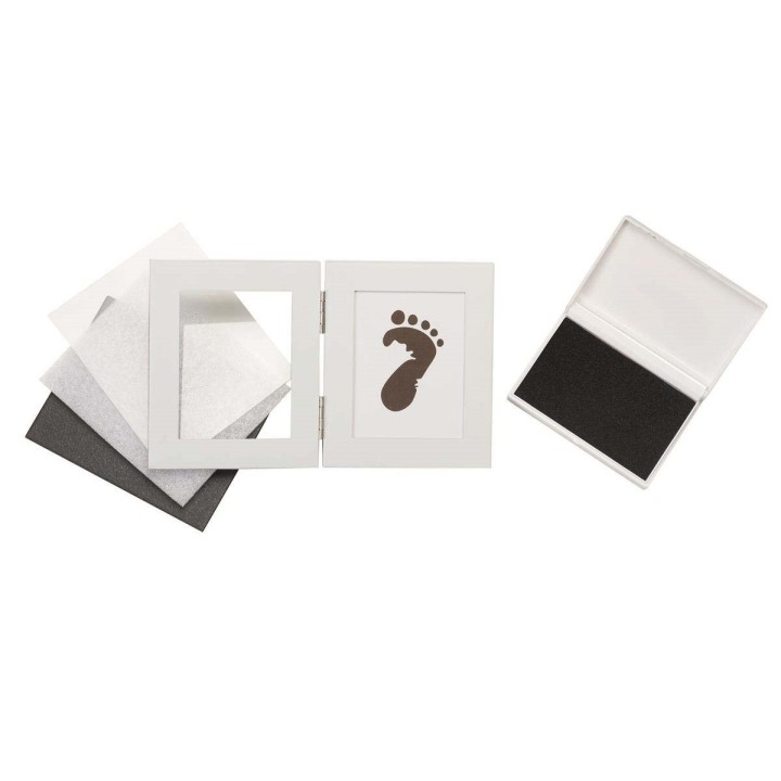 Kit empreinte bébé 20,4x12,2cm double cadre avec encreur