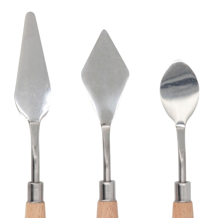 Couteaux à peindre débutants 3 pcs, manche en bois FSC