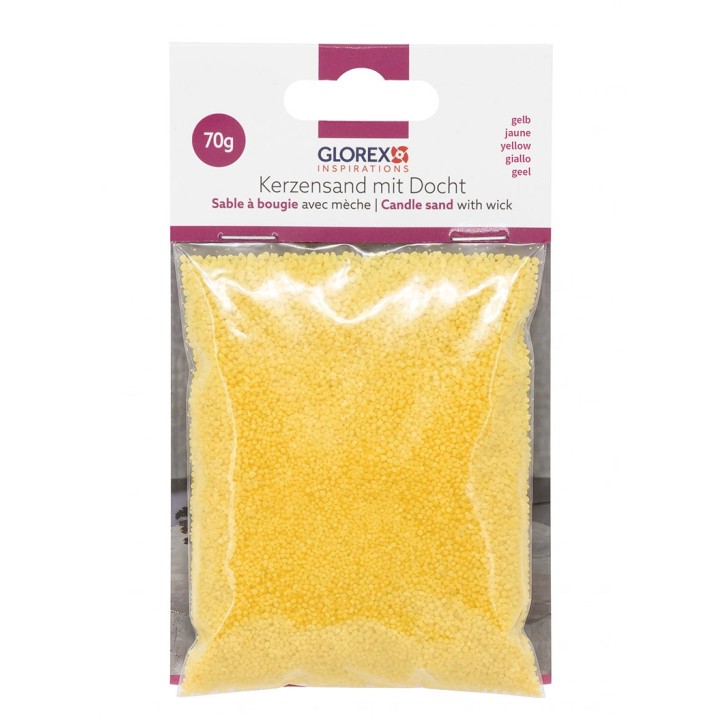 Sable à bougie avec mèche 70g jaune
