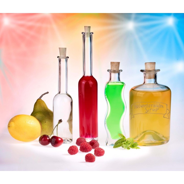 Glasflasche Welle 100ml 16,5x4,5x3,8cm, mit Korken