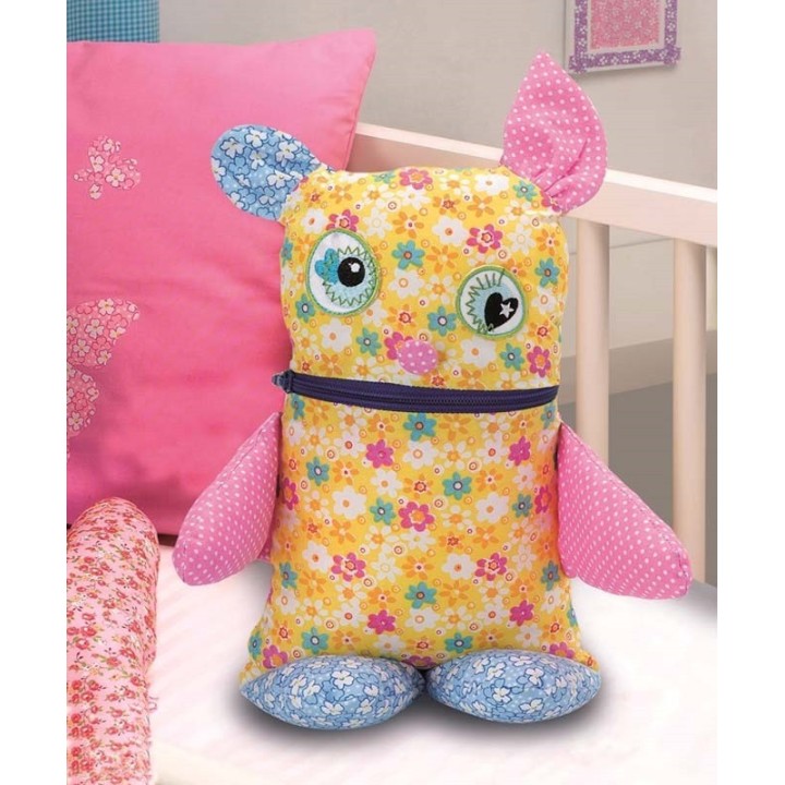 Textil-Set gelb gepunktet 48x48cm Bänder 3x1m 8 Knöpfe