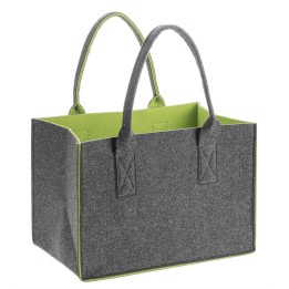 Felt bag 26x38x24cm bicolour, anthracite/green