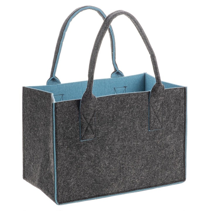 Filztasche, H26xB38xT24cm bicolor, anthrazit/petrol
