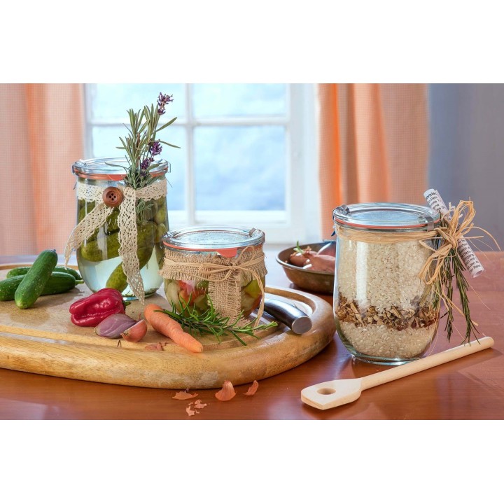 Bocal en verre tulipe 1062ml avec couvercle, caoutchouc et pinces