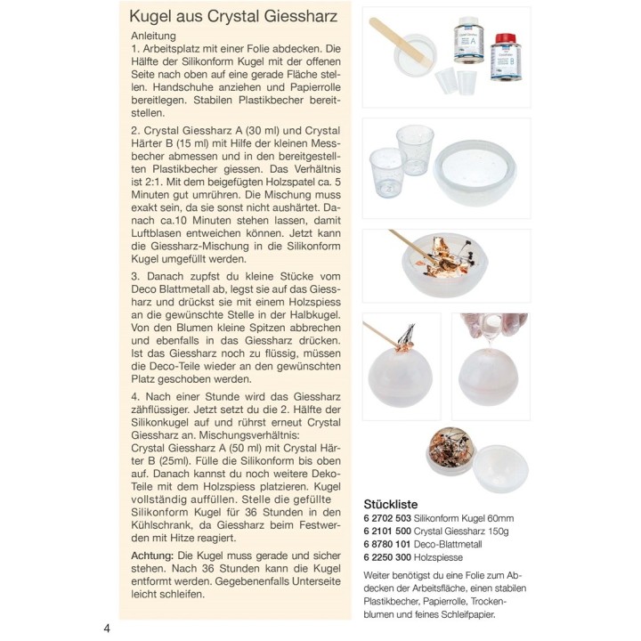Broschüre Crystal-Giessharz 16 Seiten, FSC-Papier, 170g/m2