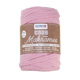 Makramee Cord 3mm 250g, gewebt rosa, 60% Coton, 40% viskose