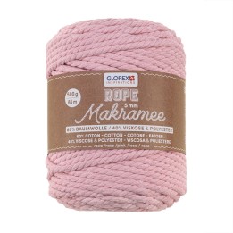 Makramee Rope 5mm 500g gedreht rosa, 60% Cotton, 40% Viskose