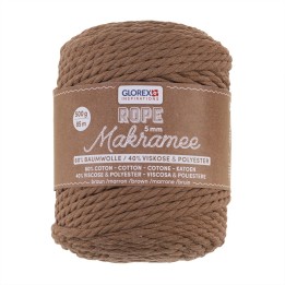 Makramee Rope 5mm 500g gedreht braun, 60% Cotton, 40% Viskose