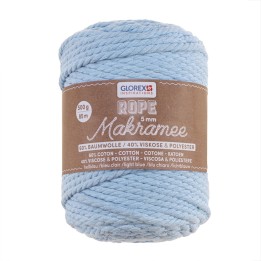 Makramee Rope 5mm 500g gedreht hellblau, 60% Cotton, 40% Vis.