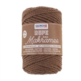 Makramee Rope 3mm 250g gedreht braun, 60% Cotton, 40% Viskose
