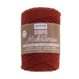 Makramee Rope 3mm 250g gedreht terracotta,60% Cotton,40% Vis.