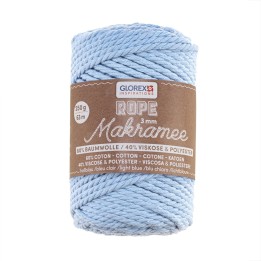 Makramee Rope 3mm 250g gedreht hellblau, 60% Cotton, 40% Vis.
