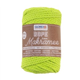 Makramee Rope 3mm 250g gedreht neon gelb, 60% Cotton 40% Vis.