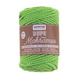 Makramee Rope 3mm 250g gedreht neon grün, 60% Coton, 40% Vis.