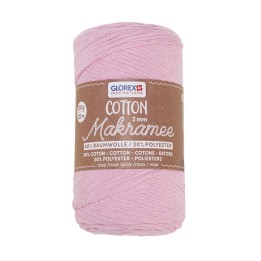 Makramee Cotton 2mm 250g rose, 80% Coton, 20% Viskose