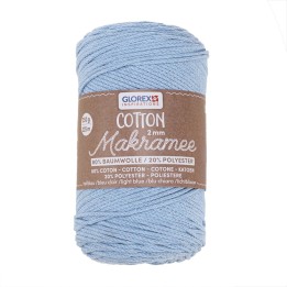 Makramee Cotton 2mm 250g hellblau, 80% Cotton, 20% Vis.