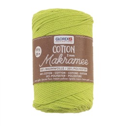 Makramee Cotton 2mm 250g neon gelb, 80% Coton, 20% Vis.