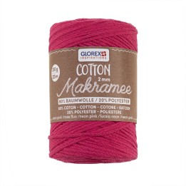 Makramee Cotton 2mm 250g neon pink, 80% Coton, 20% Vis.