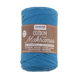 Makramee Cotton 2mm 250g neon blau, 80% Coton, 20% Vis.
