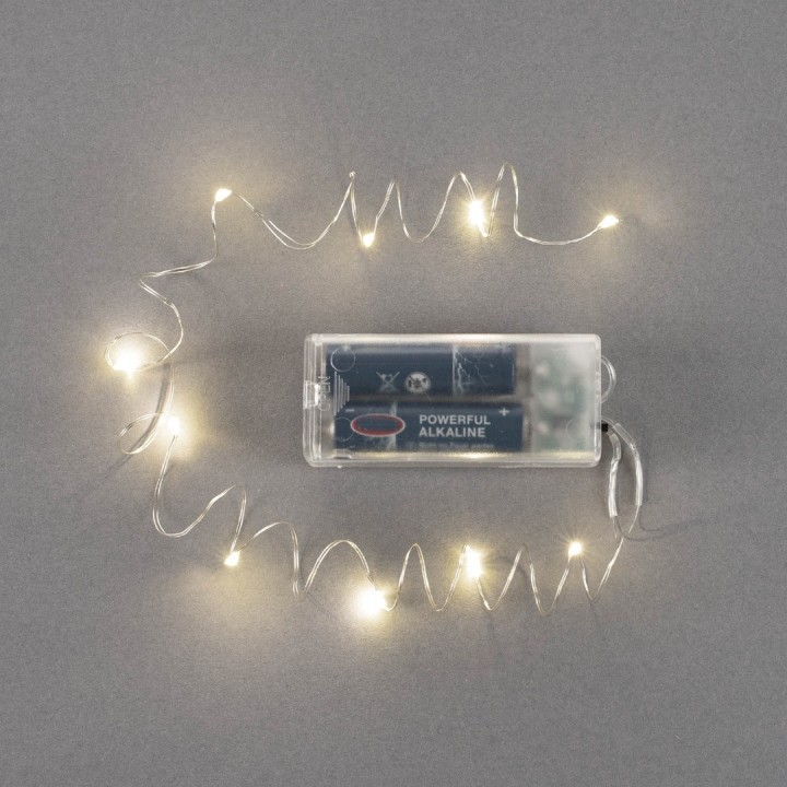LED Lichterkette 10tlg, Timer warmweiss, 2AA Batterien, 1m