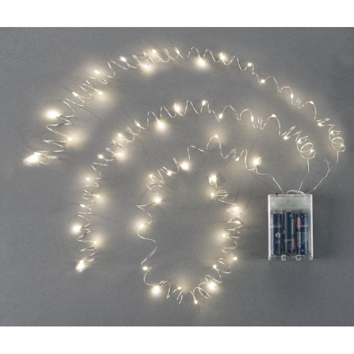 LED Lichterkette 60tlg, Timer warmweiss, 3AA Batt., 3x2m