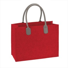 Filztasche m. Lederhenkel, rot 40x16x30cm