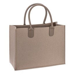 Filztasche mit Lederhenkel beige, 40x16x30cm