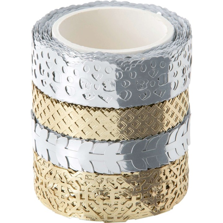 Washi-Tape-Set 4x5m Hotfoil silber + gold