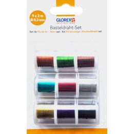 Basteldraht-Set, 9 Spulen à 2m farbig sortiert