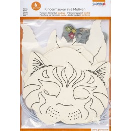 Kindermasken in 6 Motiven 6 Stück, weiss, sortiert