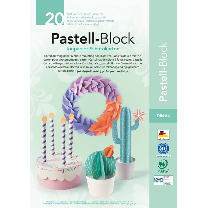 Pastell-Block DinA4, 20 Blatt 10x Ton- und 10x Fotokarton