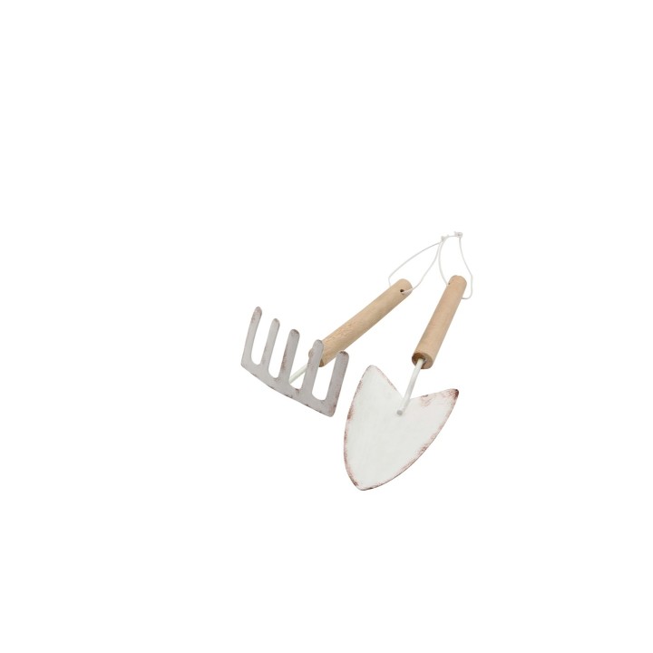 Schaufel+Harke Set, weiss 5x18,5cm + 6x13cm