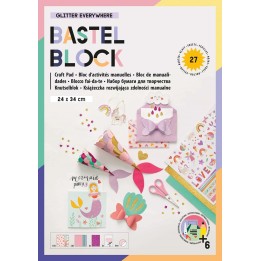 Bastelblock Glitter everywhere 24x34cm, 27 Blatt, inkl Anleit