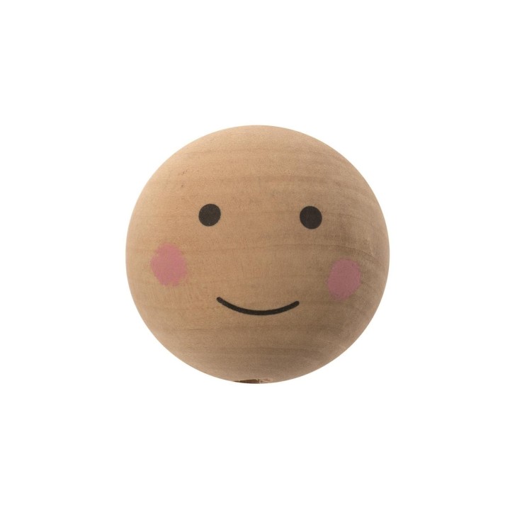 Holzkugel,gebohrt, natur, 4St Gesicht bemalt 3,5cm, FSC